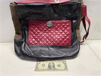 Coach purse red, tan, brown