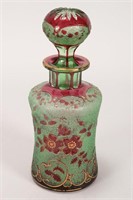 19th Century Overlay Glass Perfume Bottle and