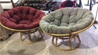 2 large bamboo Papasan circular chairs,
