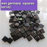 VTG W. GERMANY 10MM JET-BLACK GLASS SQUARES