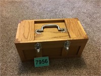 Wood Sewing Box & Contents