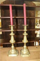 Pair of Brass Push Up Candle Holders 12 1/2" Tall