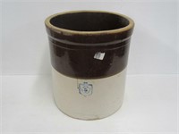 5 Gallon Brown and White Crock with Hairline