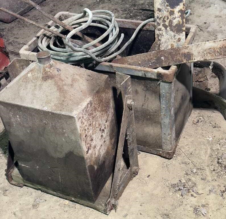Crate of iron scraps for welding & copper tubing