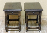 French Farmhouse Style Oak Side Tables.