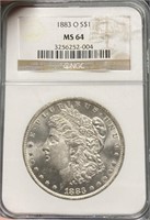 NGC 1883O MS64 Graded Morgan Silver Dollar
