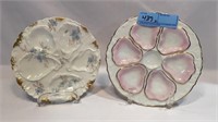 2 HAND PAINTED OYSTER PLATES