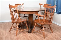 Vintage Claw Foot Dining Table w/ 4 Windsor Chairs