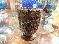 Irredescent carnival glass toothpick holder