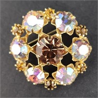 Aurora Borealis Rhinestone Brooch