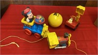 OLD FISHER PRICE AND OTHER PULL TOYS, BALL , FIRE