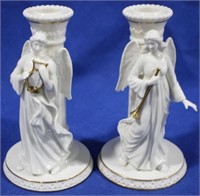 Pair Lenox Angel Porcelain 7.5" Candlesticks
