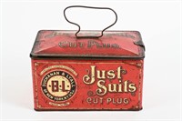 JUST SUITS CUT PLUG TOBACCO TIN LUNCH PAIL