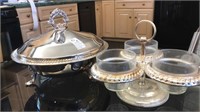 2 pieces silver plated covered chafing dish &