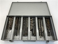 METAL CASE OF ASSORTED DRILL BITS