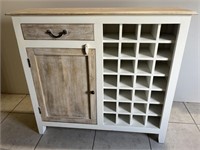 Mango Wood Wine Cabinet with Drawer and 1 Door