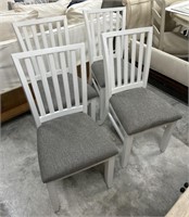 White frame Gray Upholstered Seat Dining Chair,