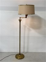 Vintage brass floor lamp w/ milk glass shade