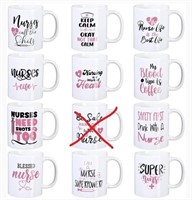 Set of 11 Nurse Theamed Coffee Mugs  12 oz