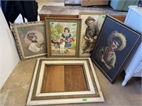 Lot of assorted framed pictures & antique frames
