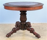 Victorian Mahogany Center Table w/ Rams Heads