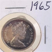 1965 Elizabeth II Canadian Silver Quarter