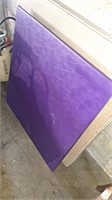 Purple vinyl steel folding table. Approximately
