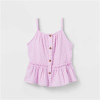 Toddler Girls' Dot Button-Front Peplum Tank Top-3T