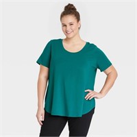Women's Solid Teal T-Shirt-2X