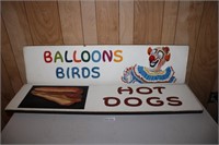 Wooden Sign Hot Dogs, Balloon Birds