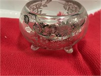 Silver on Glass Footed Bowl
