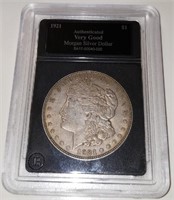 1921 Morgan Silver Dollar In Holder-Very Fine