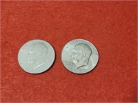 (2) Eisenhower Dollar Dollars 1974 & Bi-Centennial