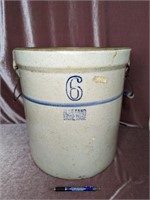 No. 6 Blue Band Stoneware Crock with Handles