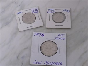 1970 Canada 5, 10 , 25c Low Mintage