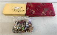Vintage Jewelry Cases w/Assortment Jewelry