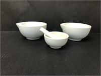 Mortar & Pestle and two pour spout bowls