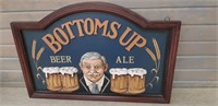 3D Modern Bottoms Up Beer sign, wood 23.5 x 16"
