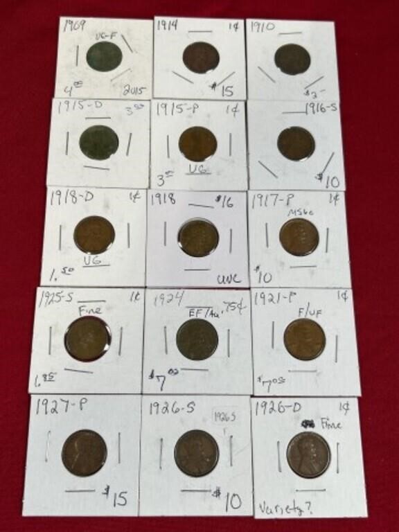 Wheat pennies, key dates, and early 1900s pennies