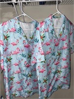 2 Flamingo shirts (Large, small) lk new (BR1)