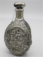 19TH CENTURY CHINESE STERLING SILVER GLASS BOTTLE