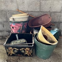Metal Box w Handle, Dustpan, Planters, Asst