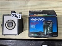 Vintage Camera & Mini Cassette Recorder