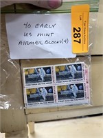 QTY 40 EARLY US MINT AIRMAIL STAMP BLOCKS