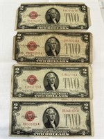 4 1928G $2 Notes