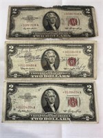 3 "Star" 1953 $2 Notes