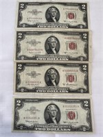 4 $2 Notes: 1953, 1953A, 1953B, 1953C