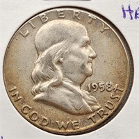 1958 Silver Franklin Half Dollar MS60