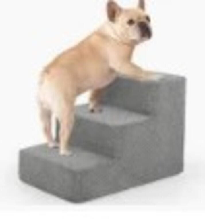 3 Step Small Grey Foam Pet Stairs