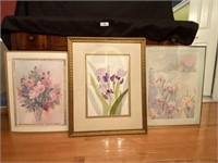 3 Watercolor Prints of Flowers